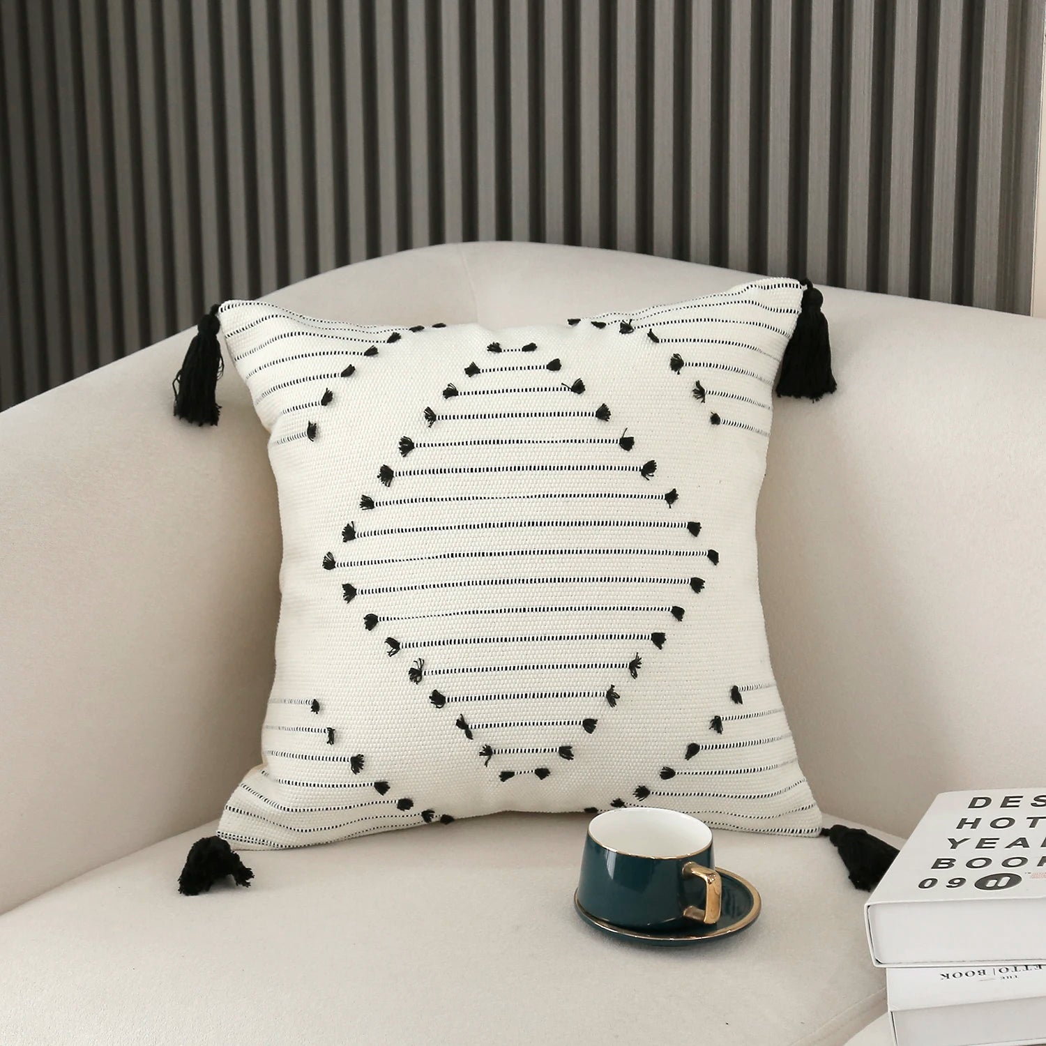 Neutral Striped Throw Pillow Cover