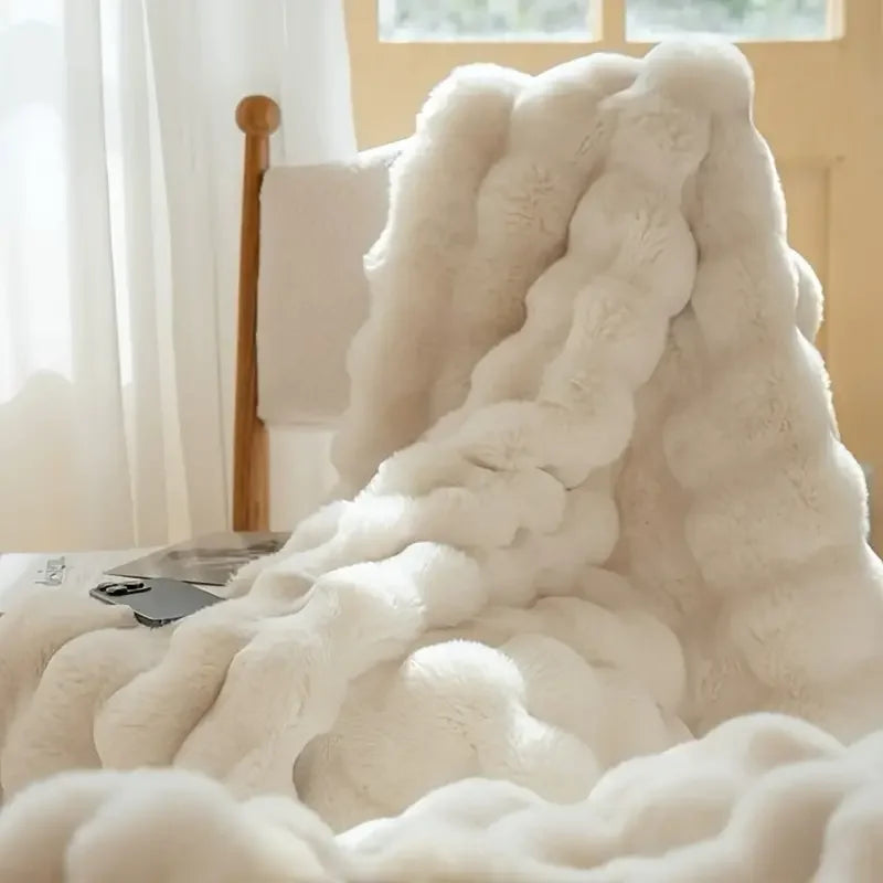 Warm Throw Cozy Faux Rabbit Fleece Blanket
