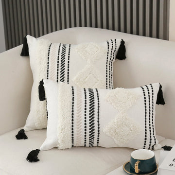 Neutral Striped Throw Pillow Cover