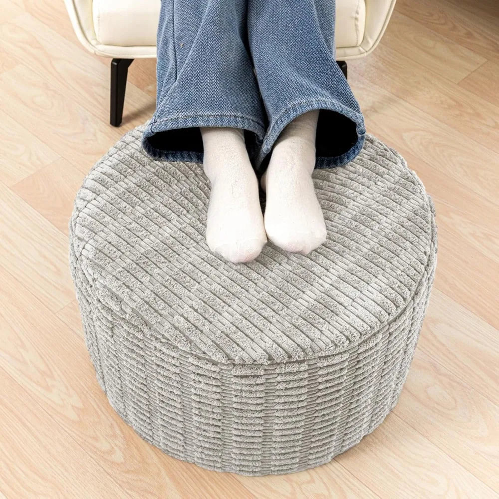 Round Faux Fur Ottoman Pouf
