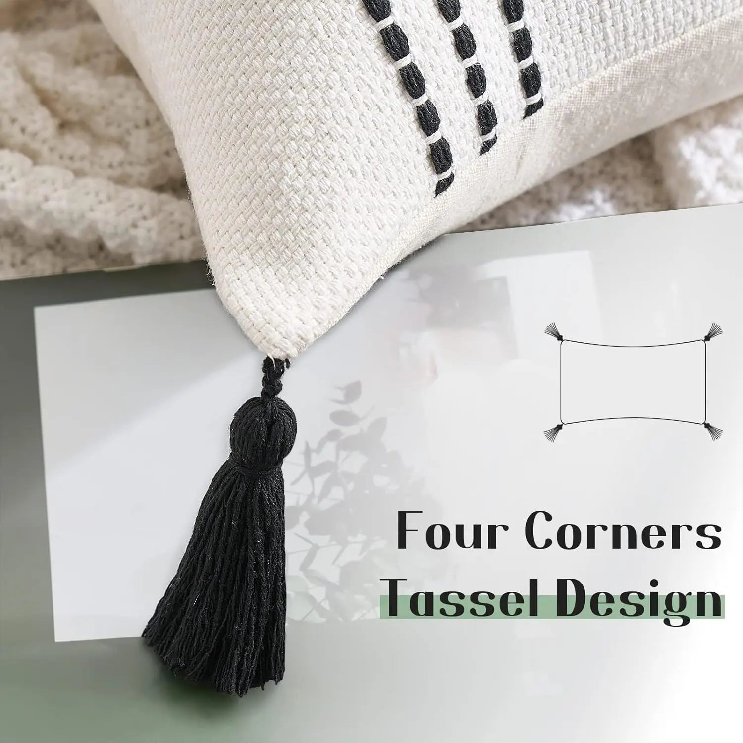 Neutral Striped Throw Pillow Cover