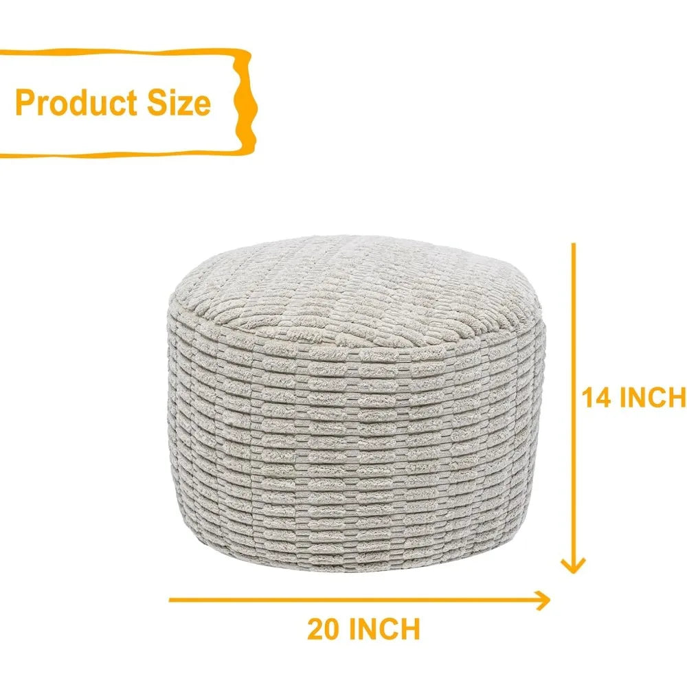Round Faux Fur Ottoman Pouf