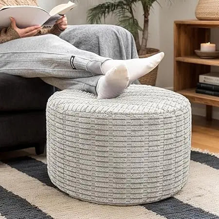 Round Faux Fur Ottoman Pouf