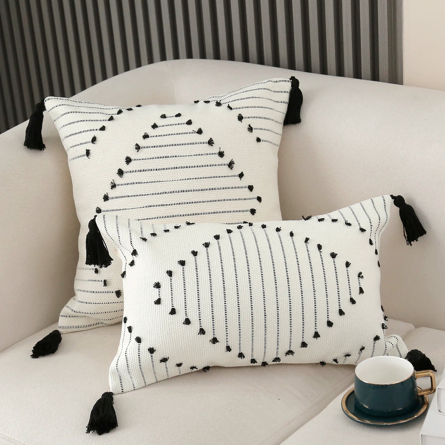 Neutral Striped Throw Pillow Cover