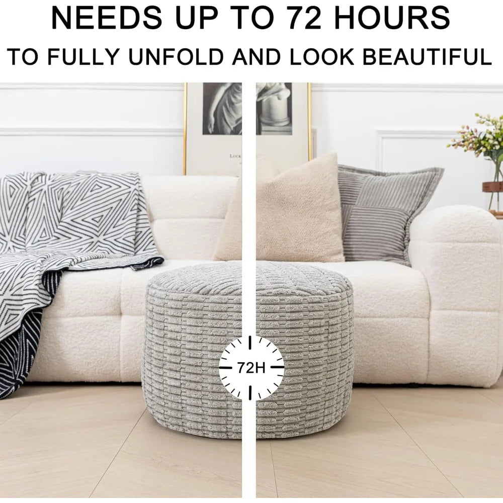 Round Faux Fur Ottoman Pouf