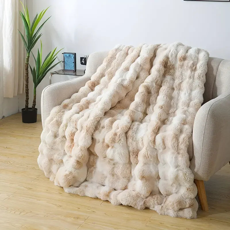 Warm Throw Cozy Faux Rabbit Fleece Blanket