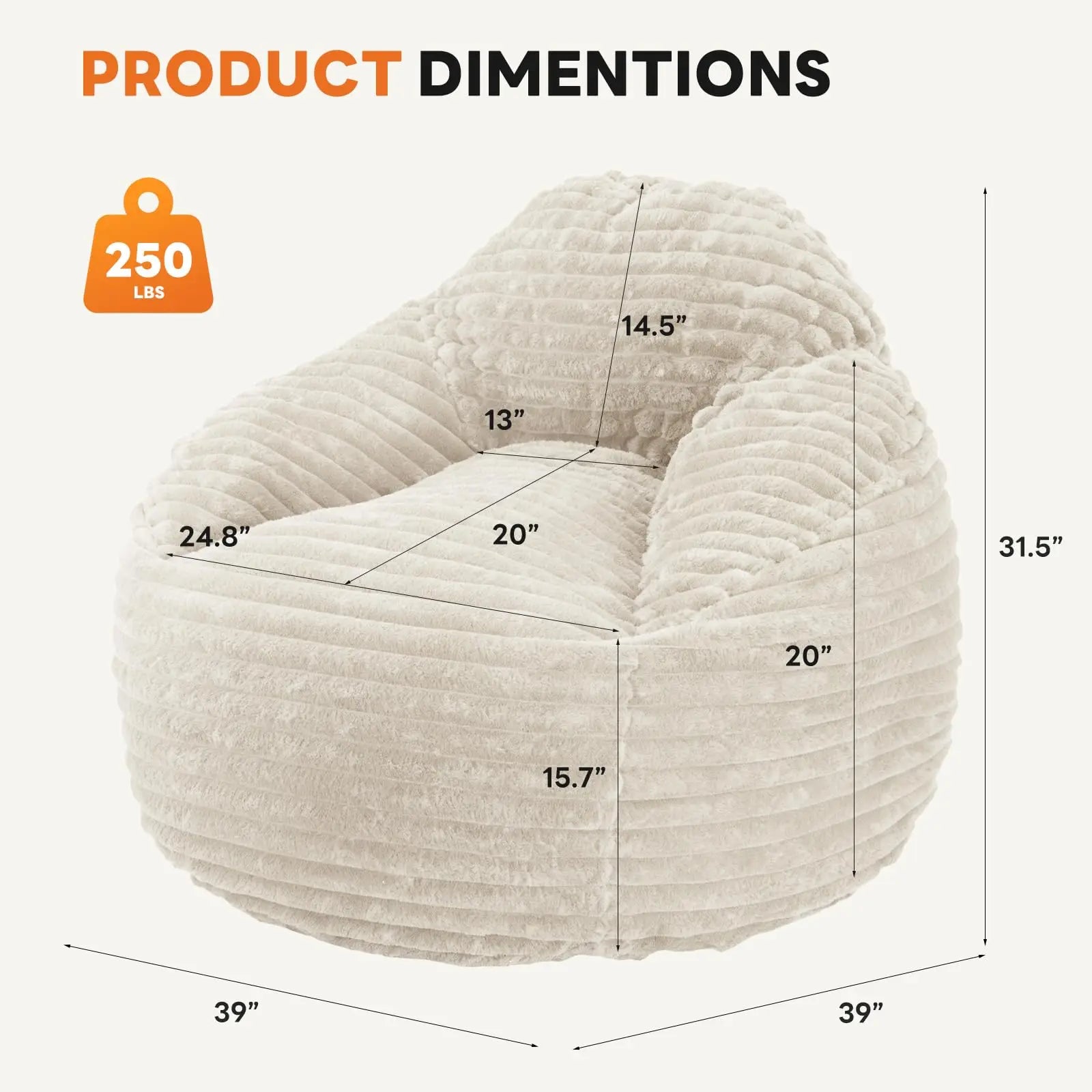 Plush Memory Foam Bean Bag