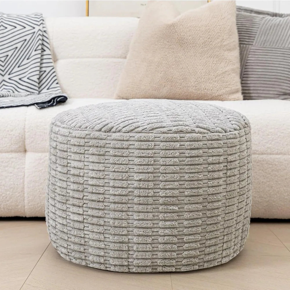 Round Faux Fur Ottoman Pouf