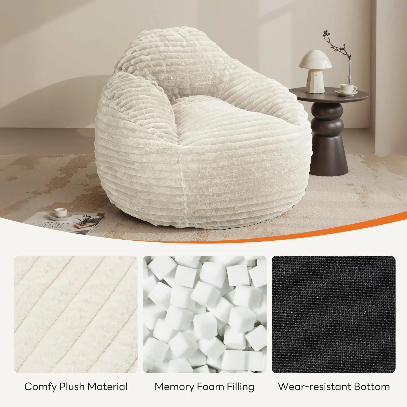 Plush Memory Foam Bean Bag